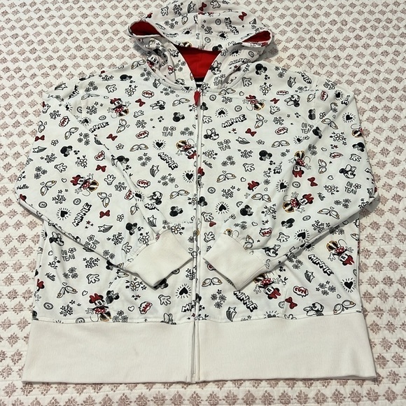 Disney Minnie Mouse All Over Print Sweatshirt Zipper Jacket Hoodie Size XL - Picture 4 of 12